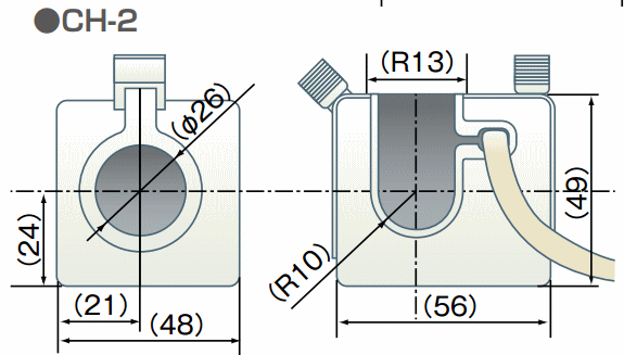 蛇口用凍結防止ヒーターCH-2 横型水栓用図面
