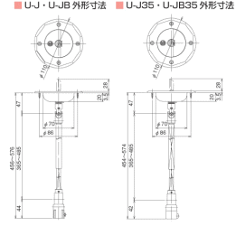 水抜栓の遠隔開閉器　手動式U-J図面